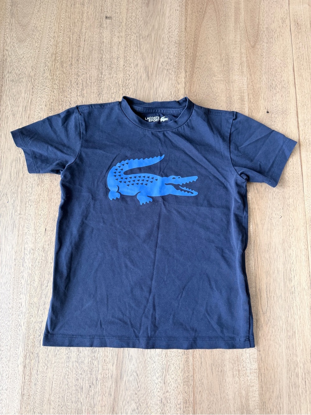 LACOSTE Kids Ultra Dry Logo Sport T-Shirt 8 Navy Blue Crocodile Logo